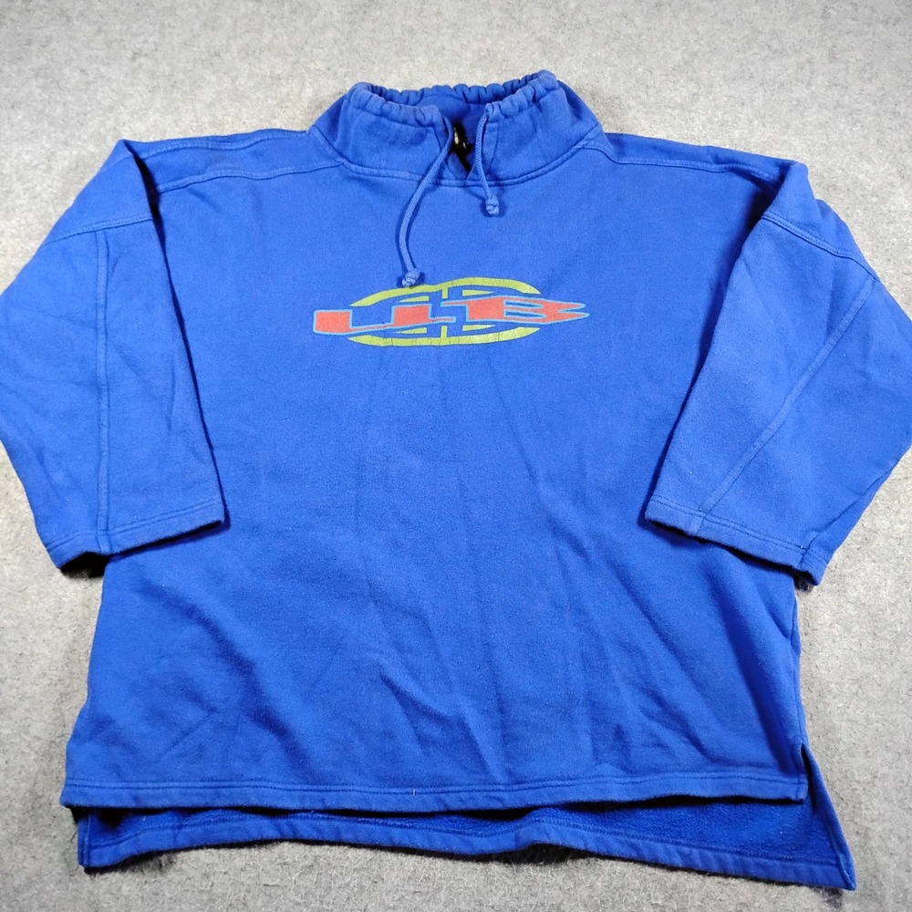 Vintage Unionbay‎ Mens Royal Blue Mock Neck Graphic Pullover Sweatshirt Small